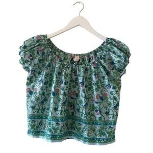 Victoria’s Secret Green Floral Cotton Lightweight Cropped Boxy SZ L #1791
